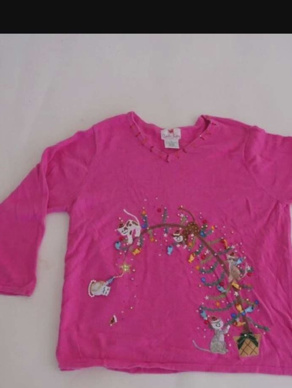 Quacker Factory Hot Pink Long-Sleeve Graphic Top